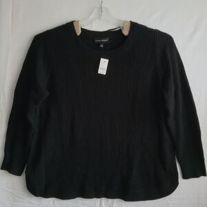 NWT Lane Bryant Pullover Sweater Womens 18/20 Black Curved Hem Ribbed